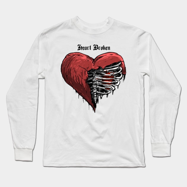 Heart Broken with Text Long Sleeve T-Shirt by DeathAnarchy